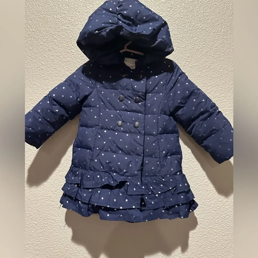 Gymboree Star Design Puffer Girl Jacket with Hood Size 18-24M
